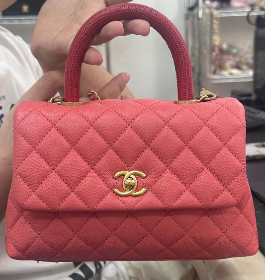 Pre-owned Chanel Coco Hanlde Pink caviar Shoulder Bag 15875477