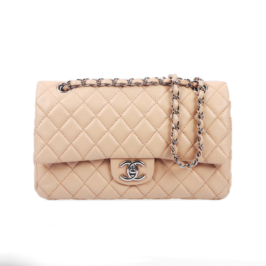 Pre-Owned Chanel Classic Flap Beige Leather Shoulder Bag 20754138