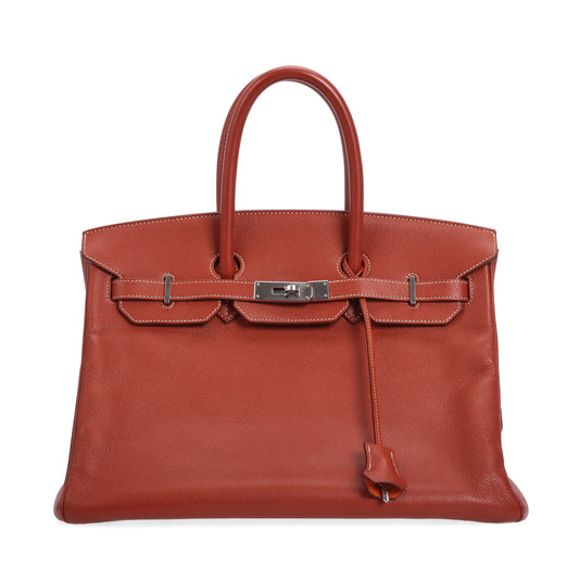 Pre-Owned Hermès Birkin Rouge Calfskin Top Handle Bag 21018303