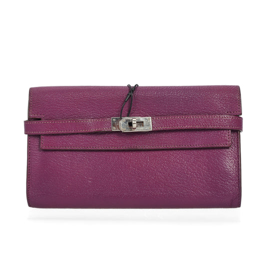 Pre-Owned Hermès Kelly Purple Leather Wallet 21194345