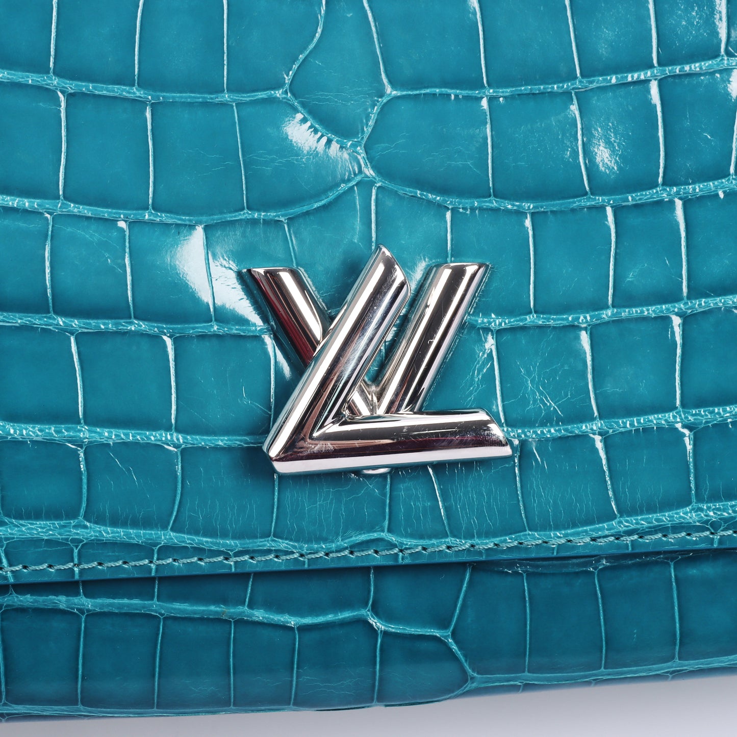 Pre-Owned Louis Vuitton Twist Peacock Blue Crocodile Leather Brillant Crossbody Bag 22584187 L