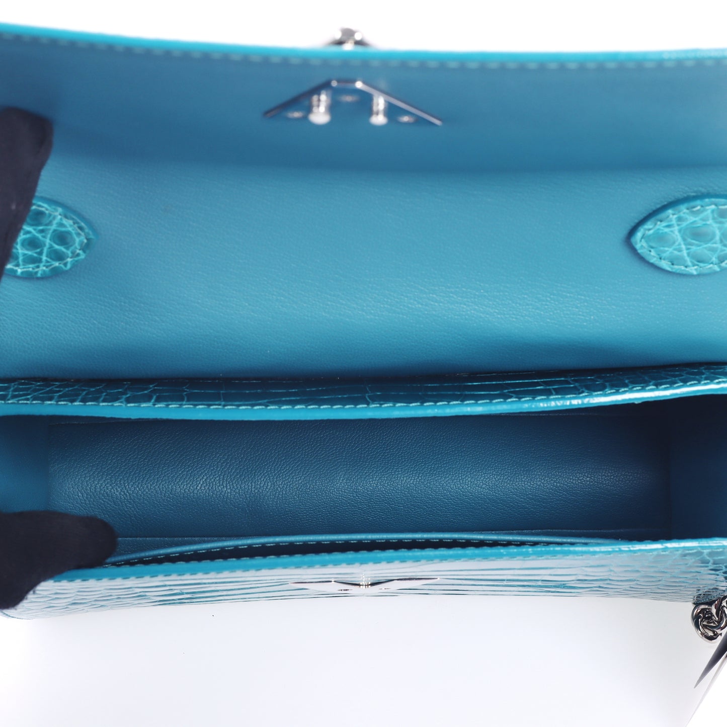 Pre-Owned Louis Vuitton Twist Peacock Blue Crocodile Leather Brillant Crossbody Bag 22584187 L