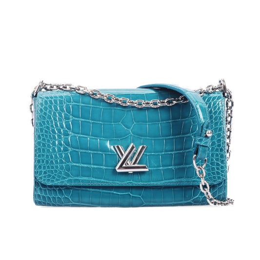 Pre-Owned Louis Vuitton Twist Peacock Blue Crocodile Leather Brillant Crossbody Bag 22584187 L
