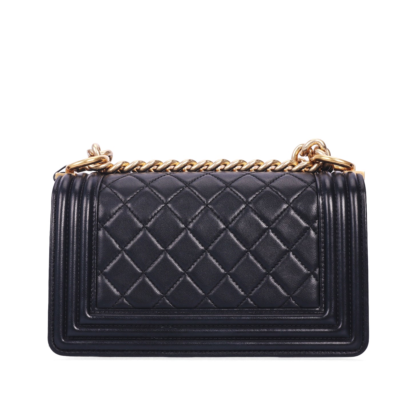 Pre-Owned Chanel Le Boy Small Size Black Quilted Lambskin Leather Shoulder Bag 23770502