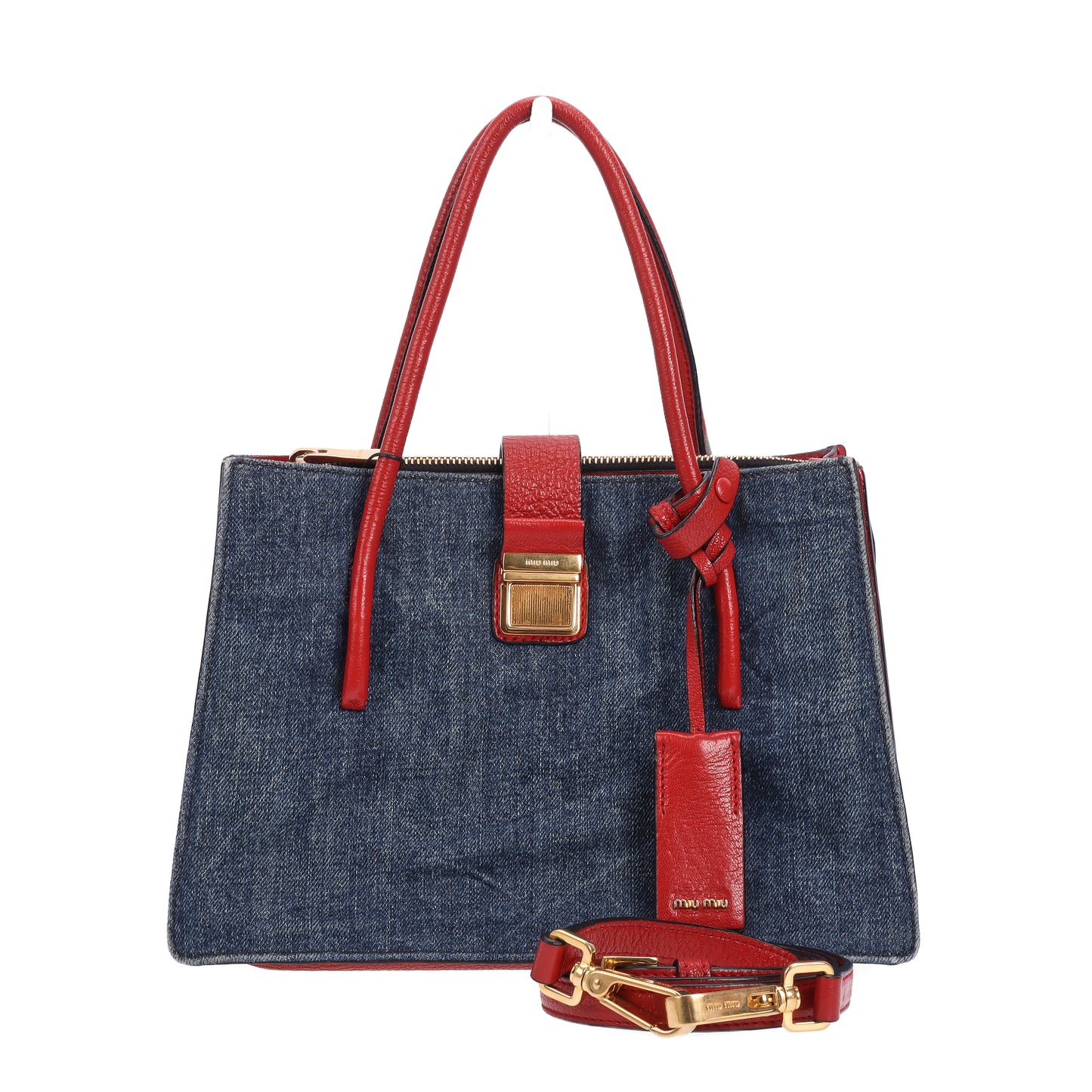 Pre-Owned Miu Miu Madras Blue Denim Crossbody Bag 24527695