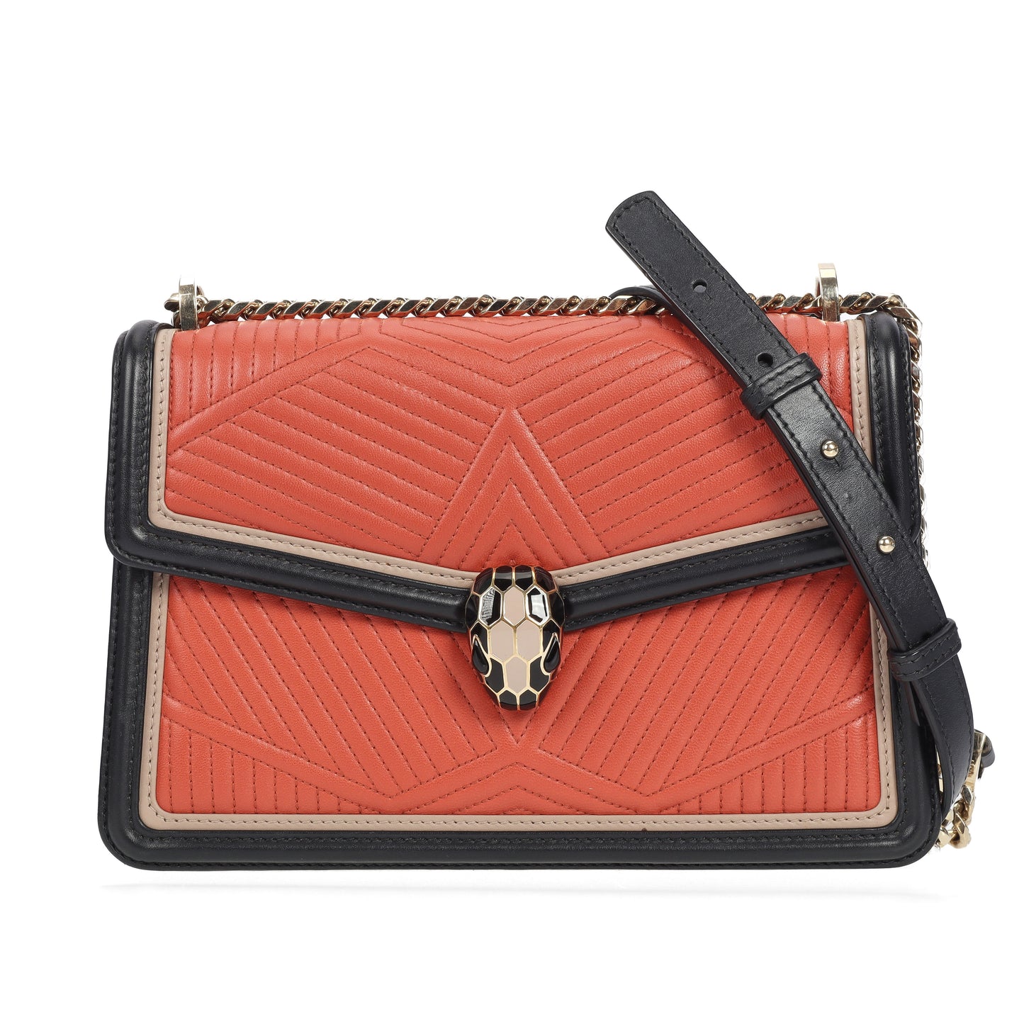 Pre-Owned Bvlgari Serpenti Forever Coral Calfskin Leather Crossbody Bag 25070360