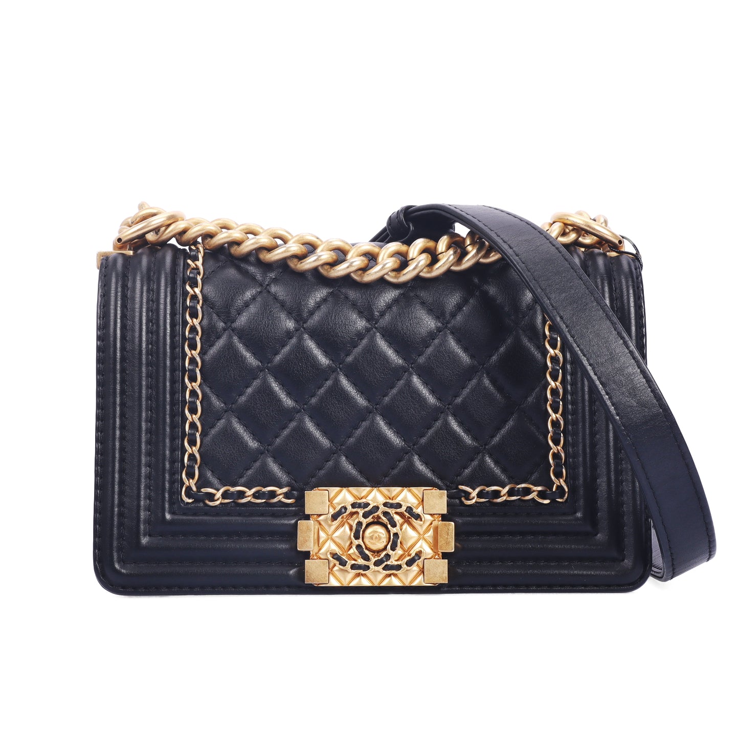 Pre-Owned Chanel BOY Black Calfskin Crossbody Bag 26457590