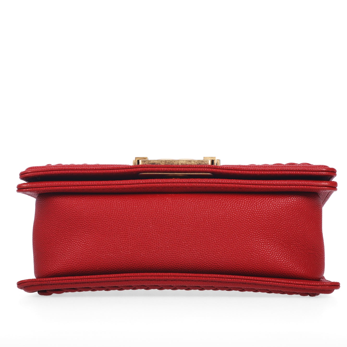 Pre-Owned Chanel Le Boy Red Chevron Quilted Calfskin Leather Shoulder Bag  26572989