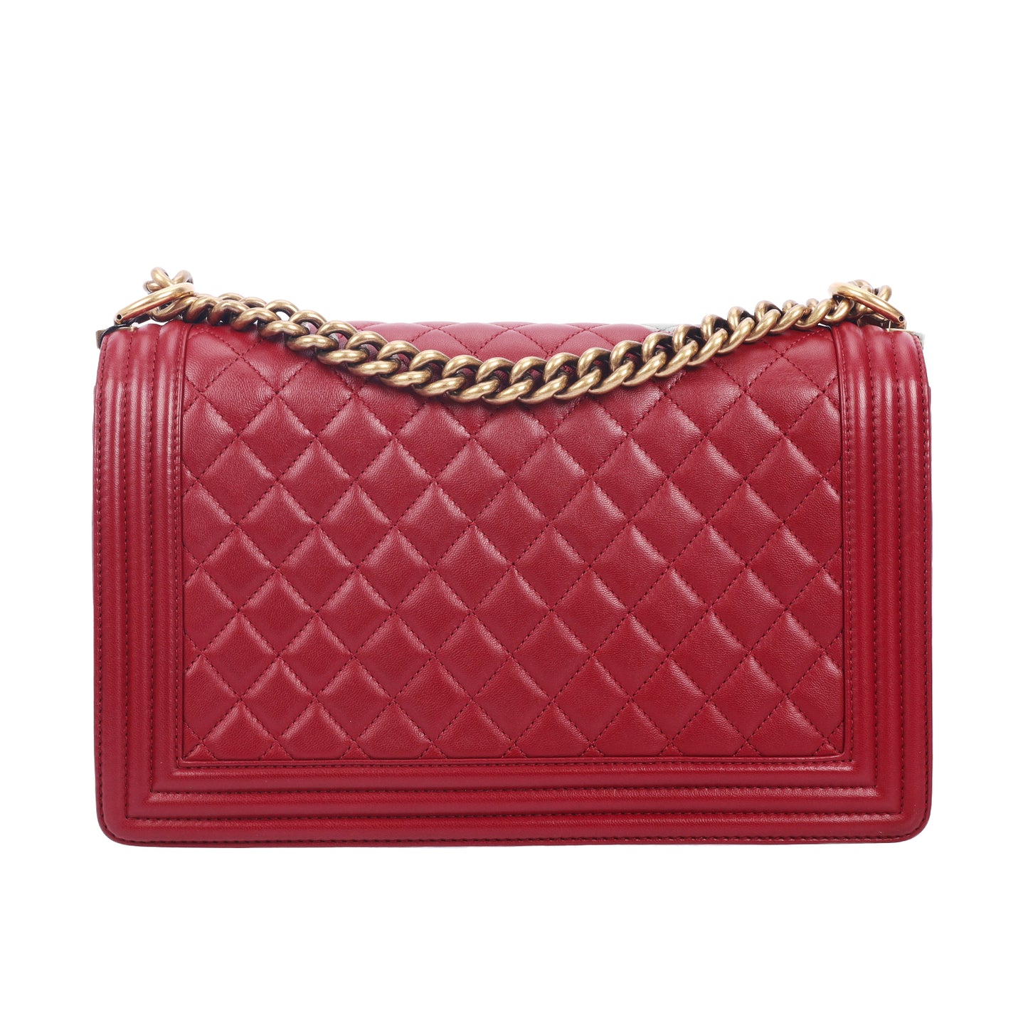 Pre-Owned Chanel Le Boy Burgundy Quilted Lambskin Leather Shoulder Bag 26621661