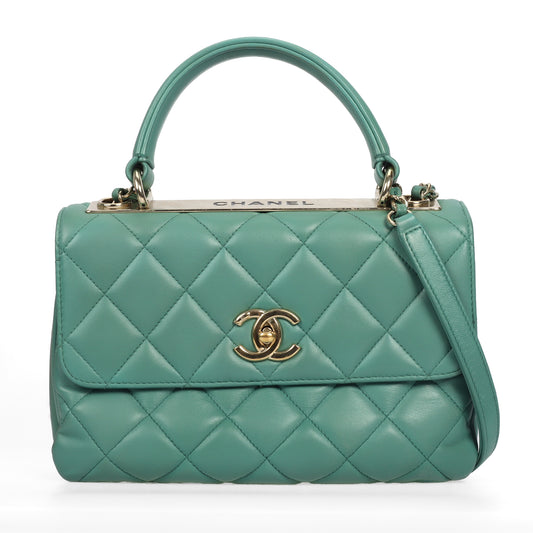 Pre-Owned Chanel Trendy CC Green Leather Crossbody Bag 27045100