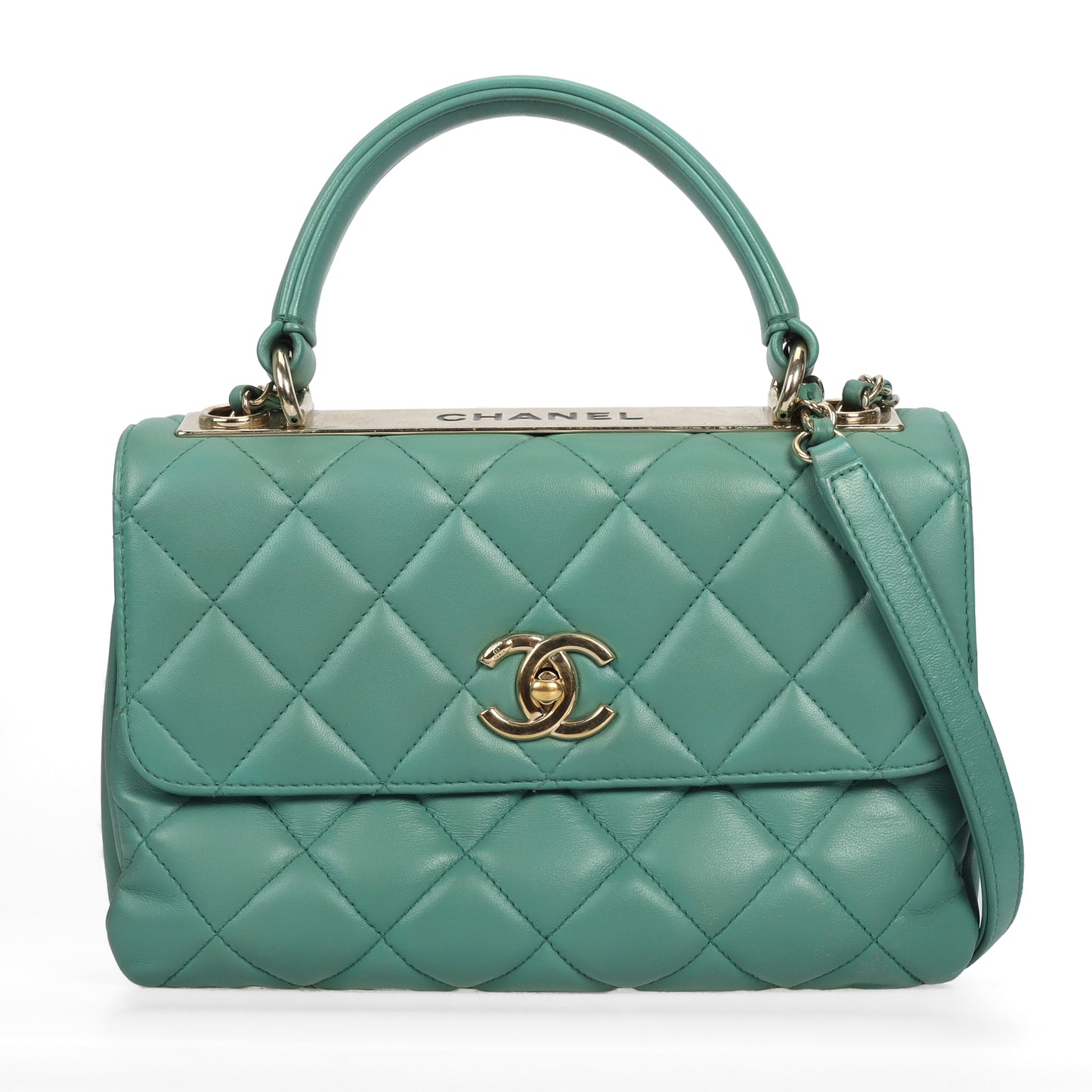 Pre-Owned Chanel Trendy CC Green Leather Crossbody Bag 27045100