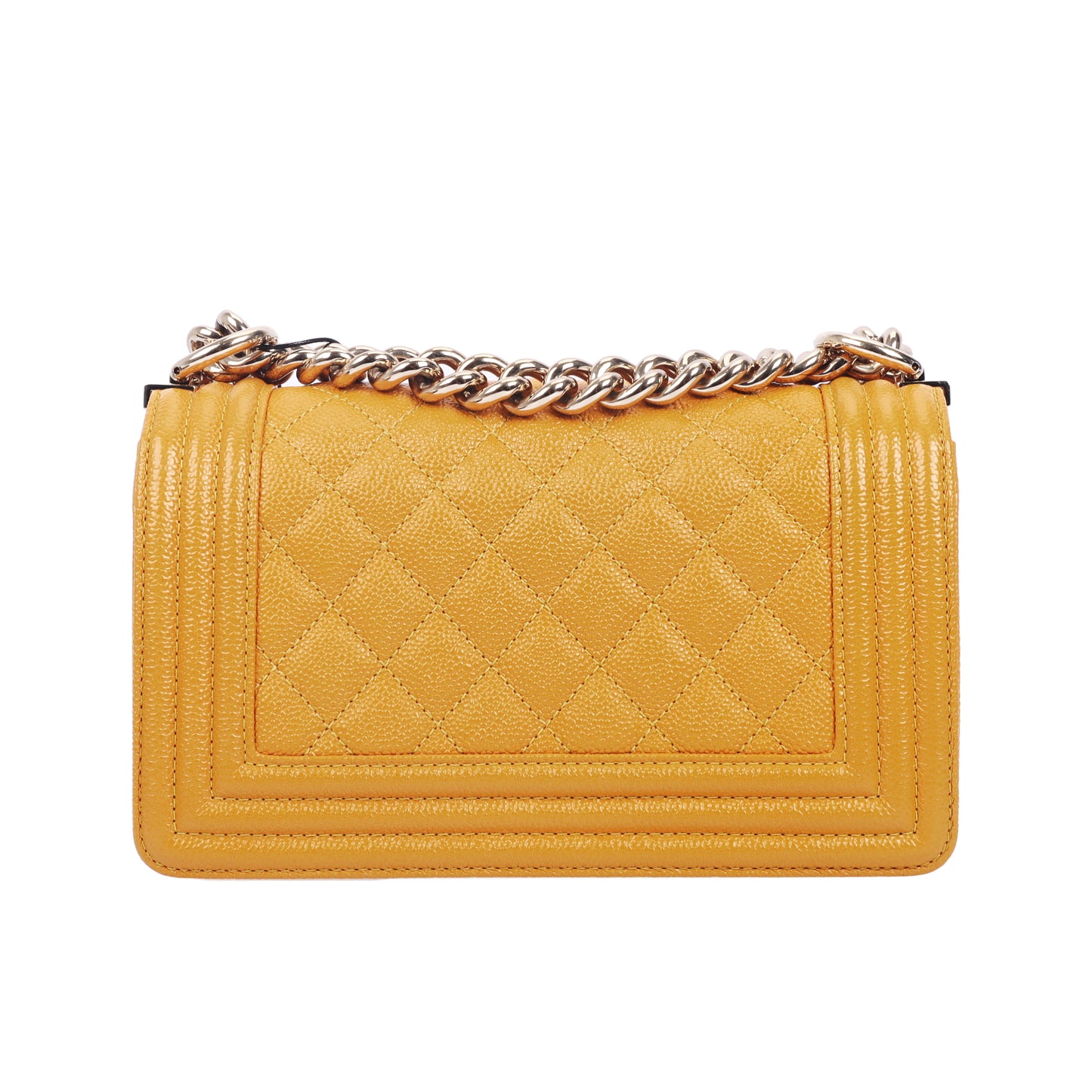 Pre-Owned Chanel Le Boy Yellow Quilted Calfskin Leather Shoulder Bag 27707096