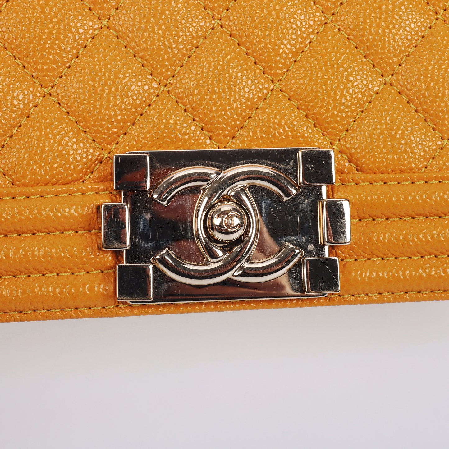 Pre-Owned Chanel Le Boy Yellow Quilted Calfskin Leather Shoulder Bag 27707096
