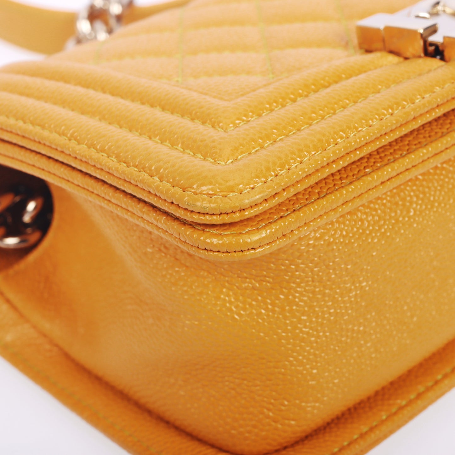 Pre-Owned Chanel Le Boy Yellow Quilted Calfskin Leather Shoulder Bag 27707096