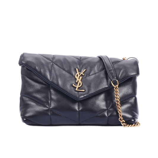 Pre-Owned Saint Laurent Paris Puffer Black Leather Shoulder Bag 28493233