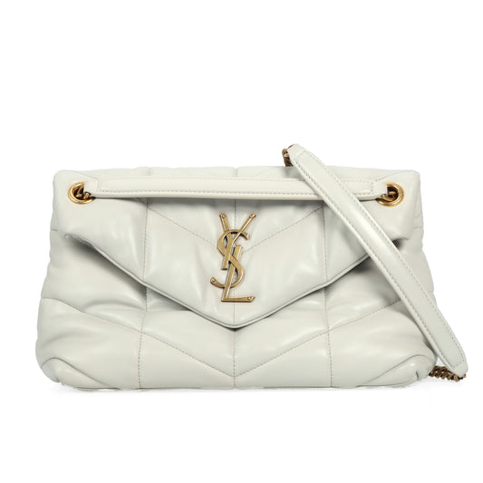 Pre-Owned Saint Laurent White Lambskin Shoulder Bag 30524053