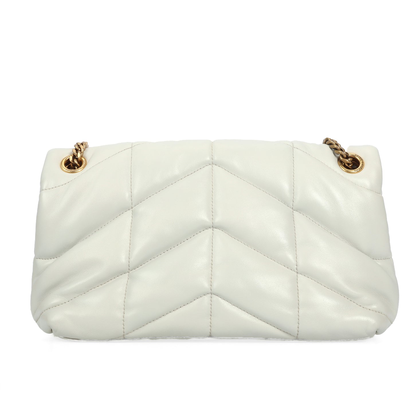 Pre-Owned Saint Laurent White Lambskin Shoulder Bag 30524053