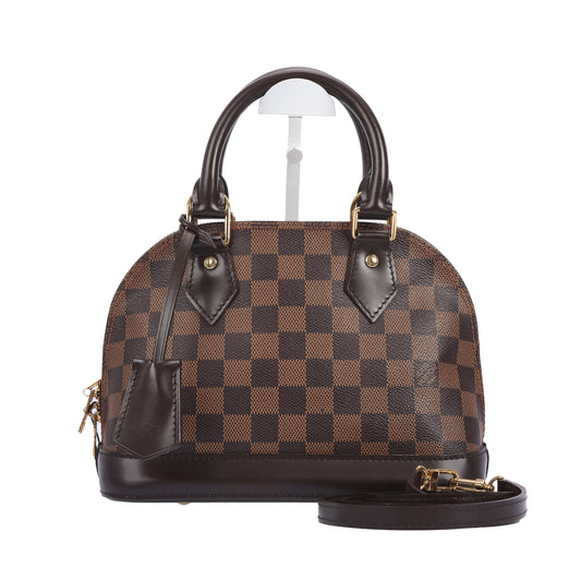 pre-owned louis vuitton alma bb damier ebene coated canvas crossbody bag 31428458