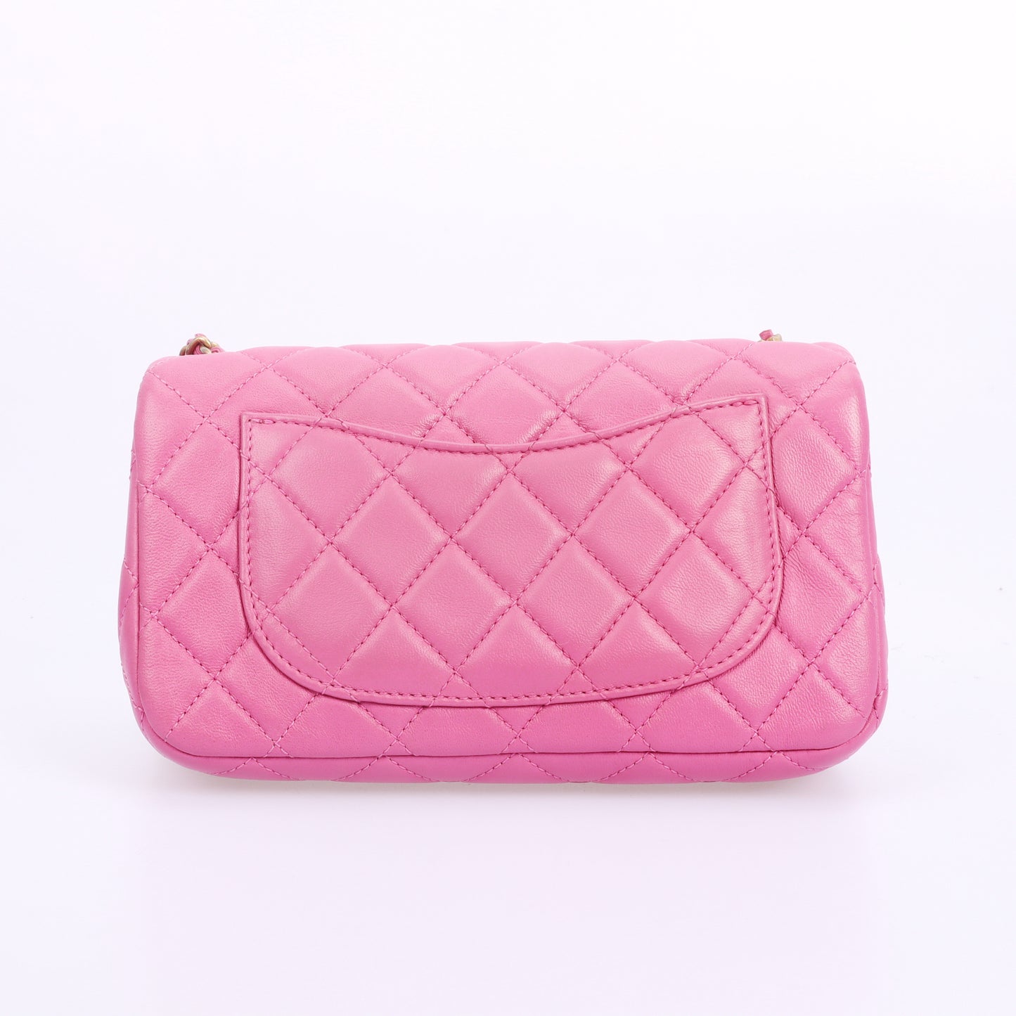 Pre-Owned Chanel Classic Flap Pearl Crush Pink Lambskin  Shoulder Bag 32377553