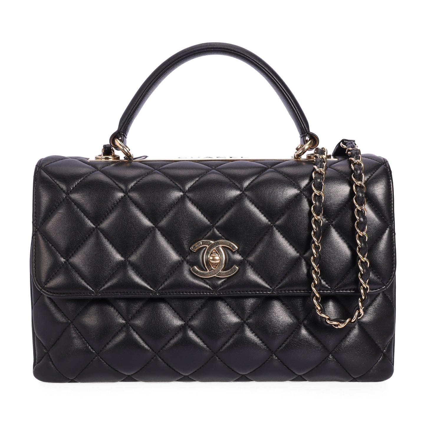 Pre-Owned Chanel Black Quilted Lambskin Shoulder Bag 32547334
