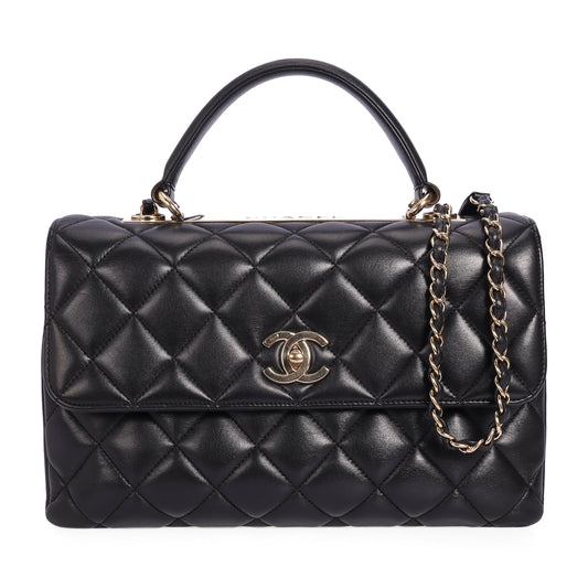 Pre-Owned Chanel Black Quilted Lambskin Shoulder Bag 32547334