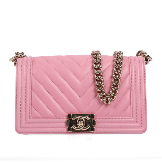 pre-owned chanel leboy pink calfskin crossbody bag 32605847
