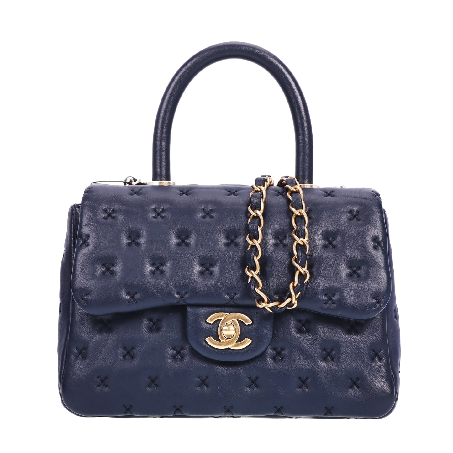 Pre-Owned Chanel navy cross stitches crossbody bag 34442175