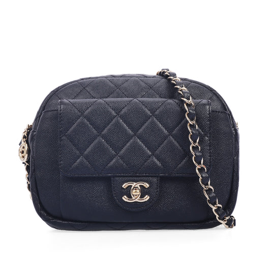 Pre-Owned Chanel Black Quilted Caviar Leather Crossbody Bag 34529873 c
