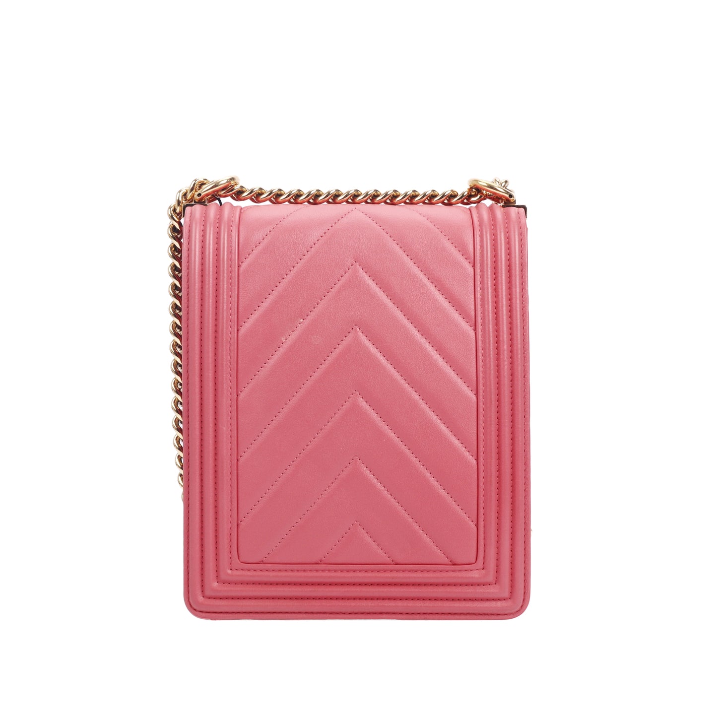 Pre-Owned Chanel Boy Pink Quilted Lambskin Crossbody Bag 34653875