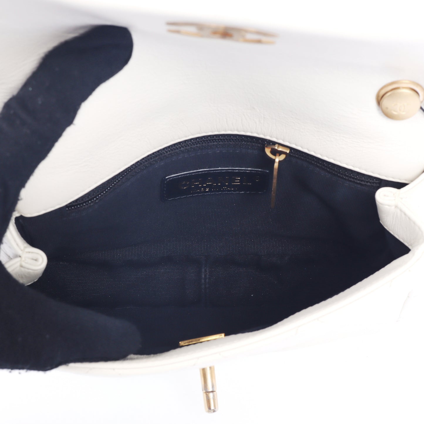 Pre-Owned Chanel CC Mini Size White Calfskin Shoulder Bag  34782866 JMLY