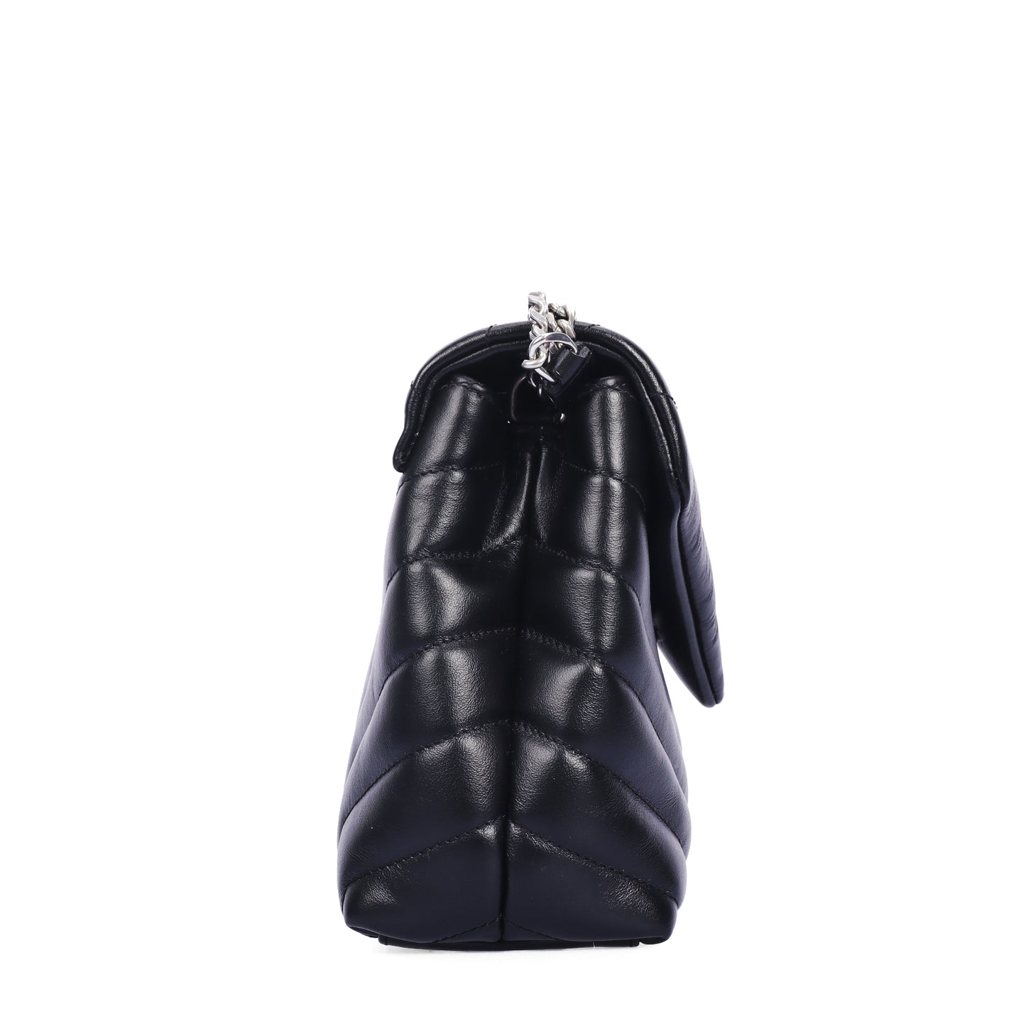 Pre-Owned Saint Laurent Loulou Black Calfskin Shoulder Bag 35387704