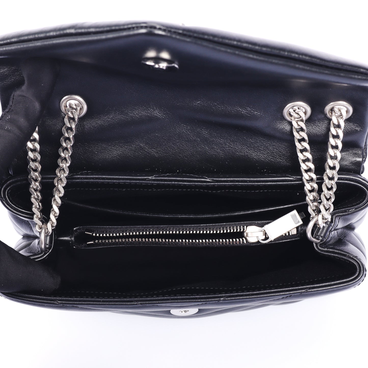 Pre-Owned Saint Laurent Loulou Black Calfskin Shoulder Bag 35387704