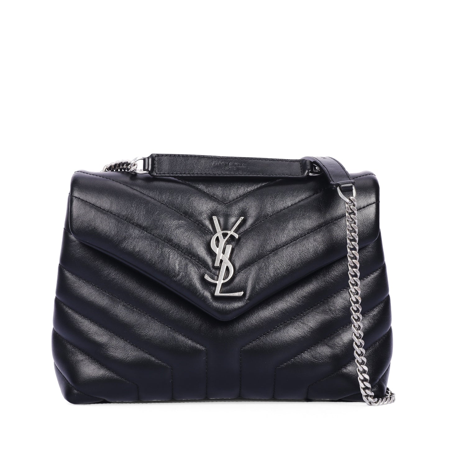 Pre-Owned Saint Laurent Loulou Black Calfskin Shoulder Bag 35387704