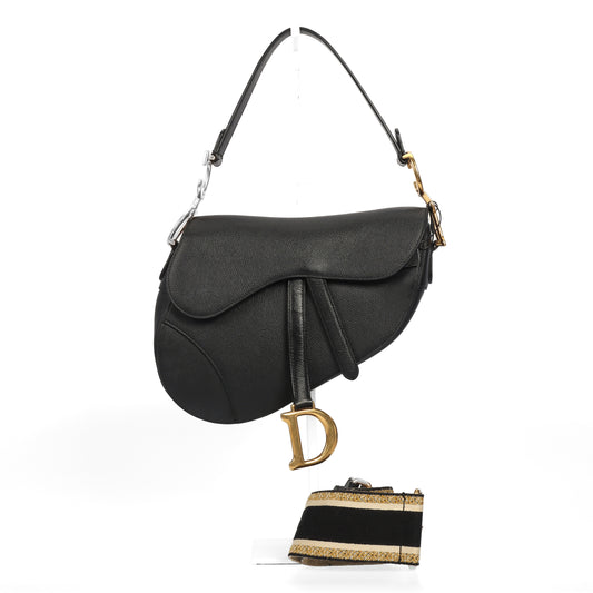 Pre-Owned Dior Saddle Black Calfskin Shoulder Bag 35527915