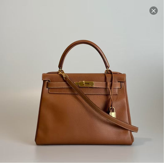Pre-Owned Hermès Kelly Gold Calfskin Shoulder Bag 95317740
