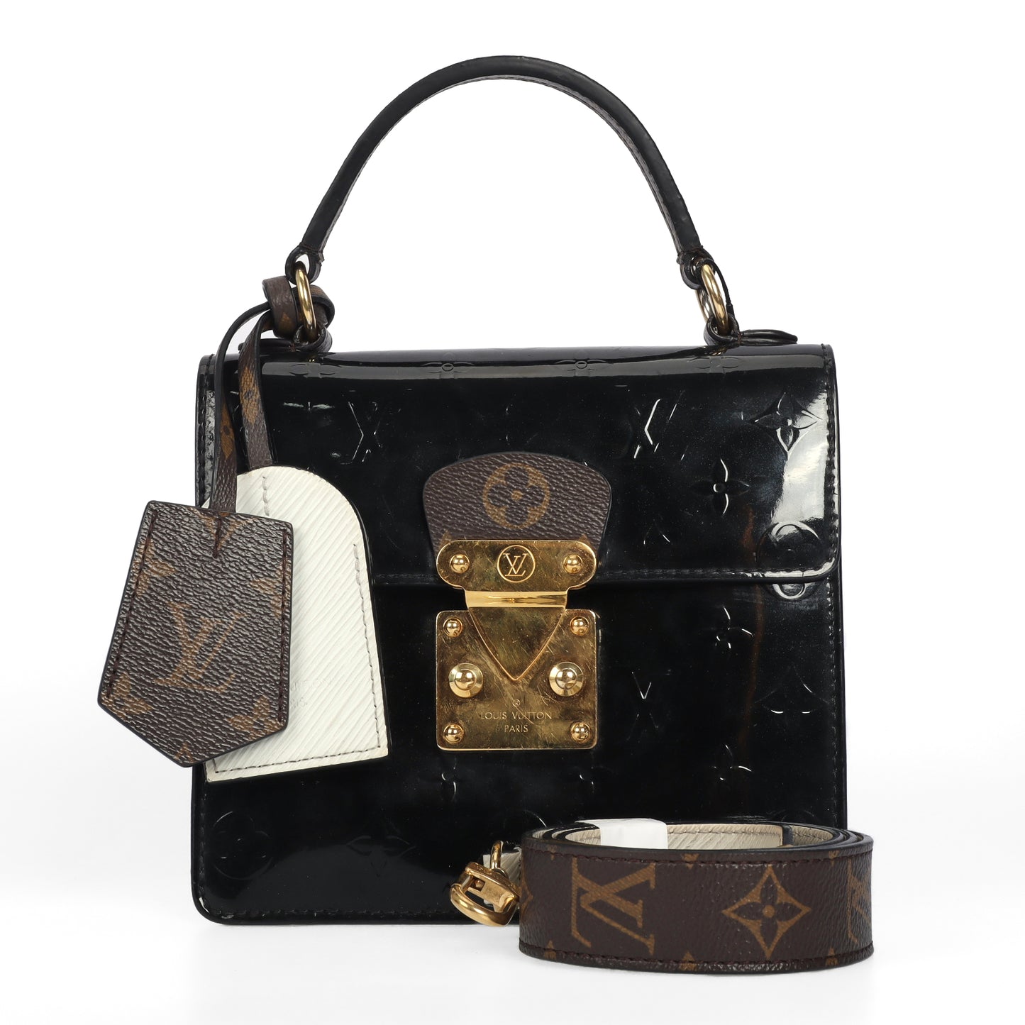 Pre-Owned Louis Vuitton Spring Street Black Monogram Vernis Patent Leather Shoulder Bag 36111182