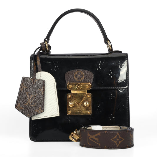 Pre-Owned Louis Vuitton Spring Street Black Monogram Vernis Patent Leather Shoulder Bag 36111182