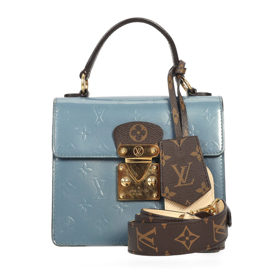 Pre-Owned Louis Vuitton Spring Street Blue Patent Leather Crossbody Bag 36372010