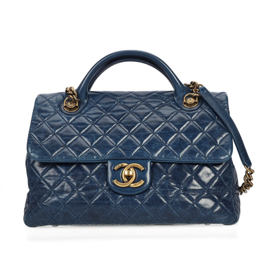 Pre-Owned Chanel Blue Calfskin Leather Shoulder Bag 36402860