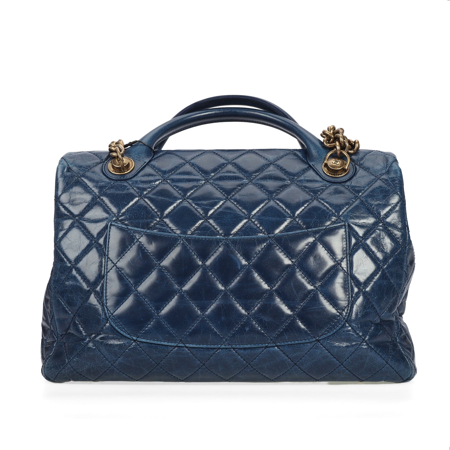 Pre-Owned Chanel Blue Calfskin Leather Shoulder Bag 36402860