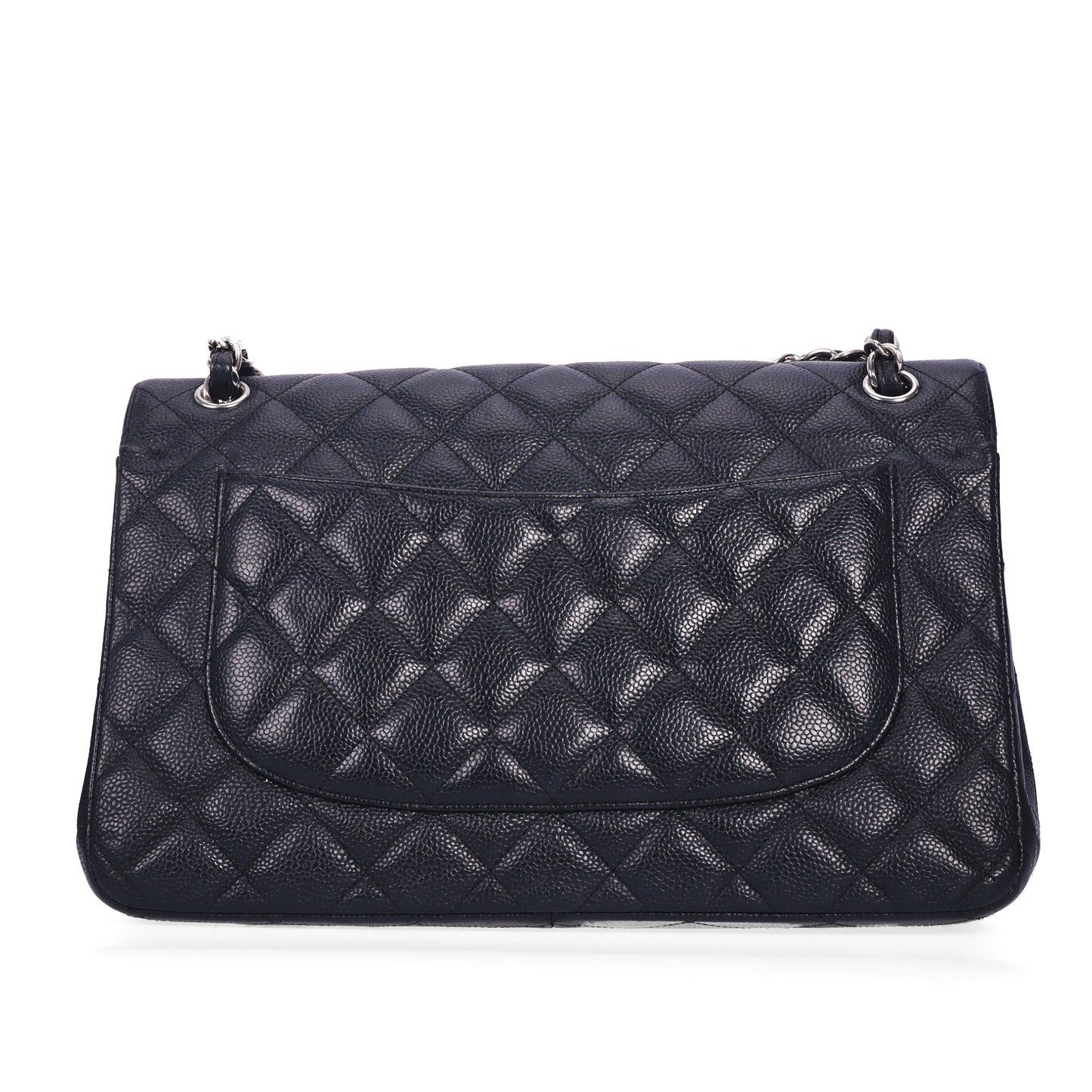 Pre-Owned Chanel Classic Flap Black Quilted Caviar Calfskin Leather Shoulder Bag 37047958 c