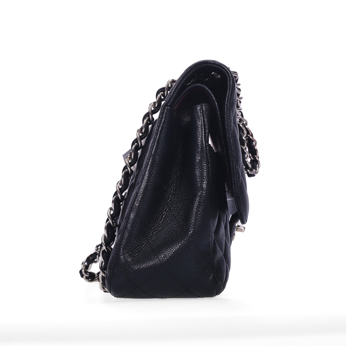 Pre-Owned Chanel Classic Flap Black Quilted Caviar Calfskin Leather Shoulder Bag 37047958 c