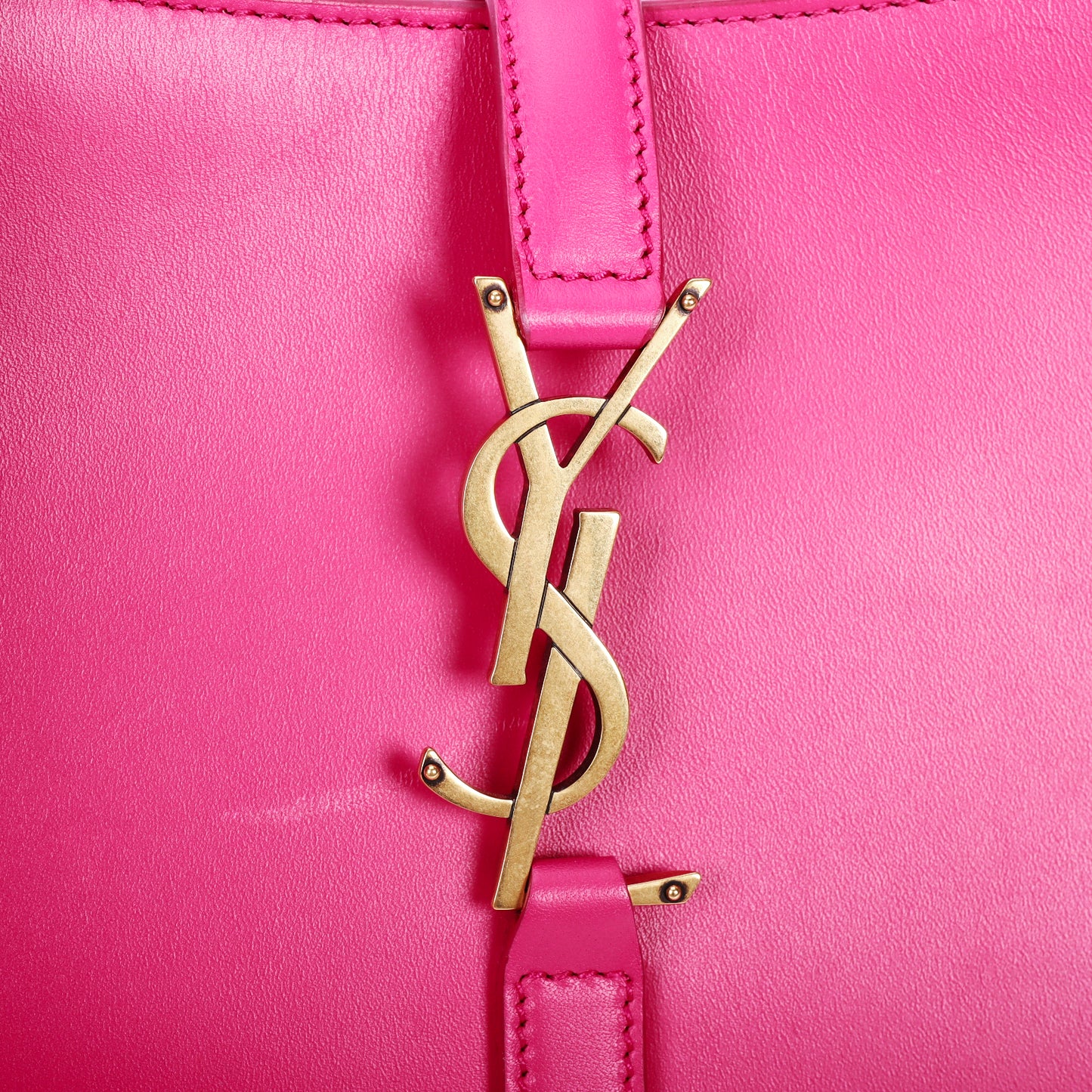 Pre-Owned Saint Laurent Le 5 à 7 Fuchsia Calfskin Top Handle Bag 37444216