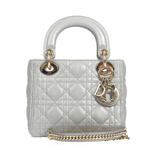 Pre-Owned Dior Lady Dior Gray Lambskin Crossbody Bag 39088733