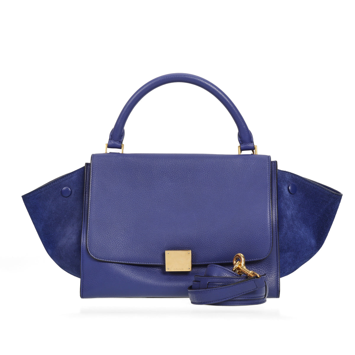 Pre-Owned Celine Trapeze Blue Calfskin Shoulder Bag 39137597