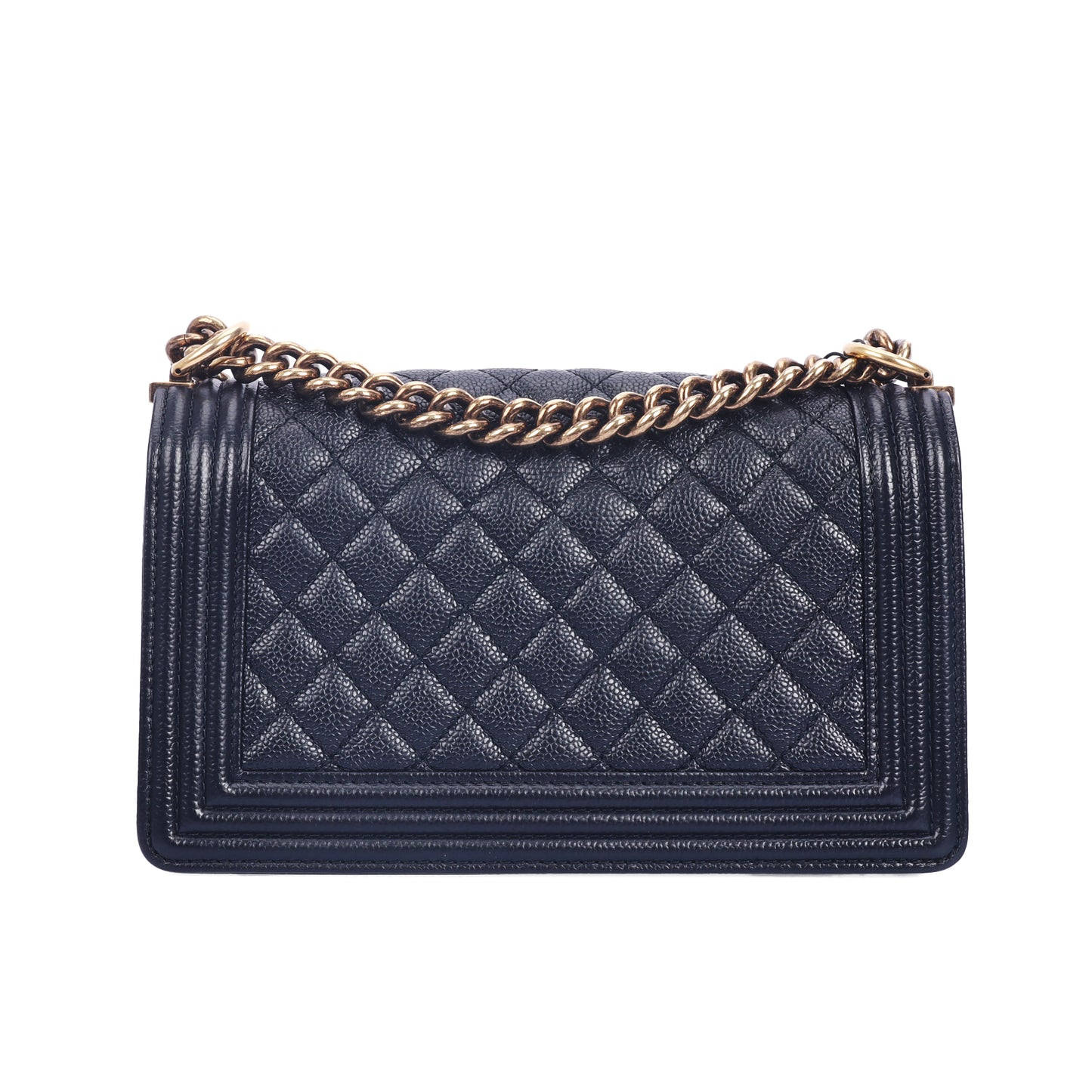 Pre-Owned Chanel Medium Size Boy Black Quilted Calfskin Crossbody Bag 40214389