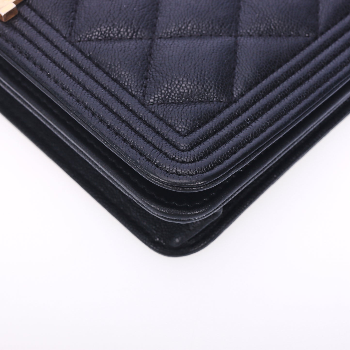 Pre-Owned Chanel Le Boy Black Quilted Calfskin Leather Wallet on Chain 40470832