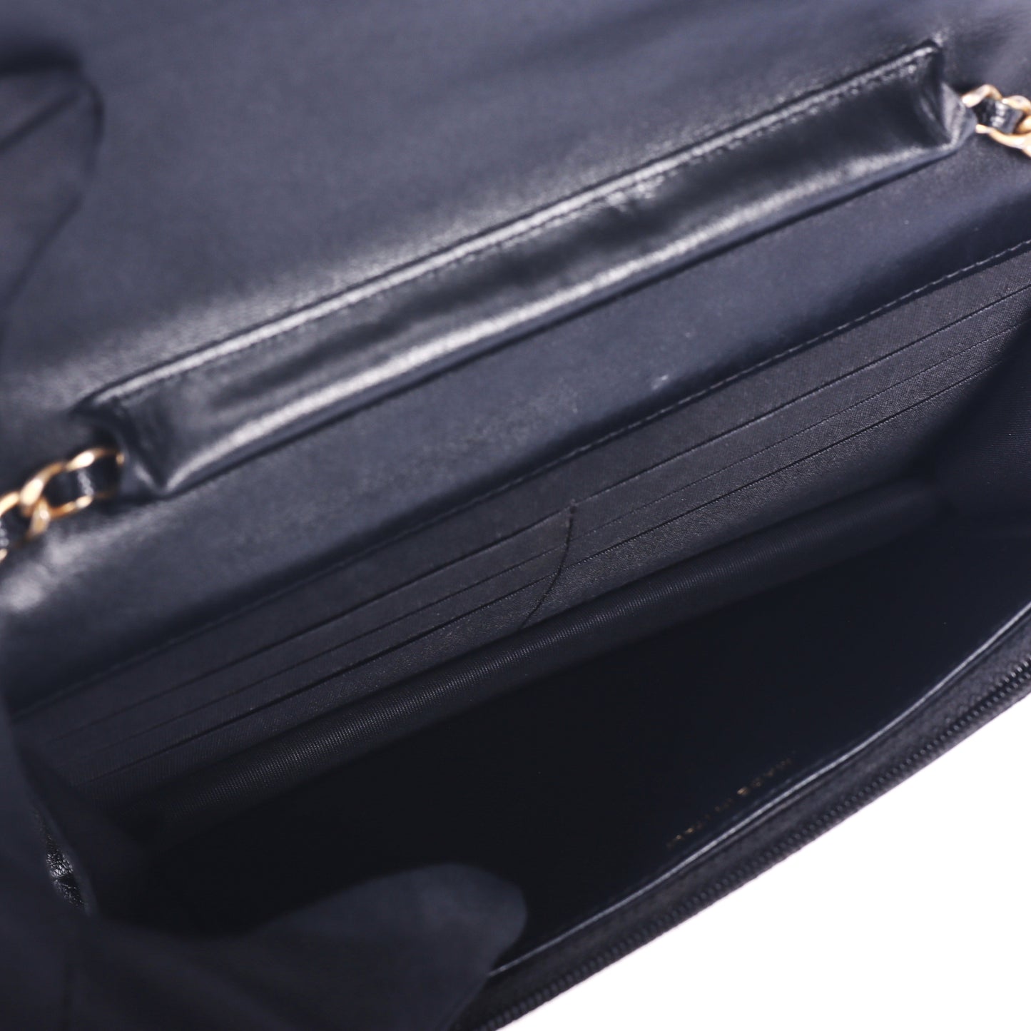 Pre-Owned Chanel Le Boy Black Quilted Calfskin Leather Wallet on Chain 40470832