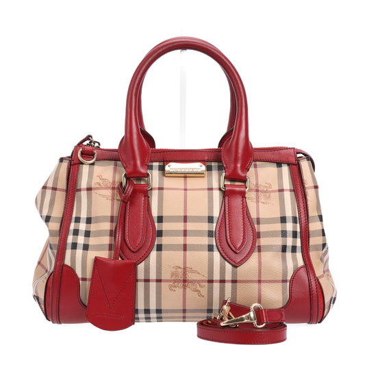 Pre-Owned Burberry Red Coated Canvas Shoulder Bag 40619444