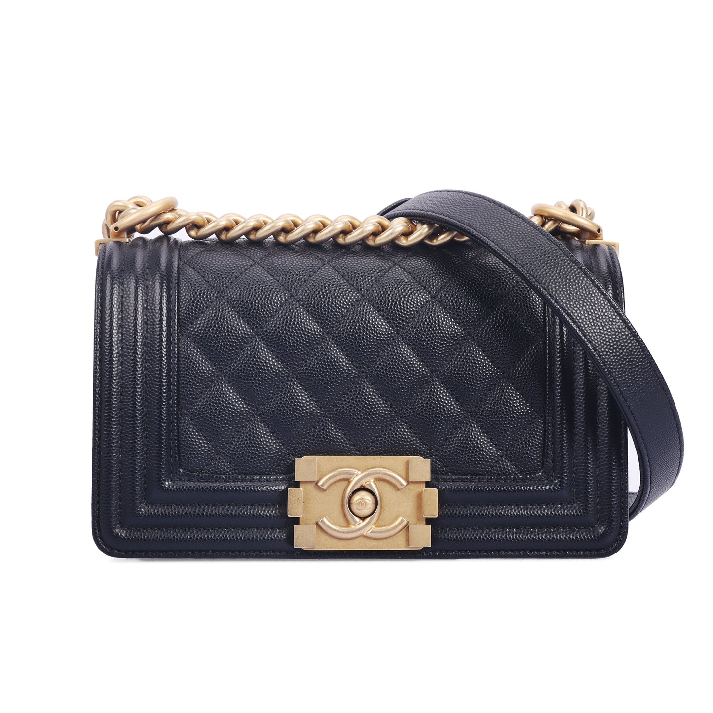 Pre-Owned Chanel Boy Small Black Calfskin Shoulder Bag 42089677 L